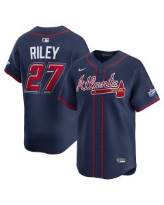 Youth Atlanta Braves #27 Austin Riley Navy 2025 MLB Speedway Classic Alternate Limited Player Jersey (Navy)
