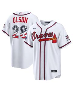 Youth Atlanta Braves #28 Matt Olson Nike White 2026 All-Star Edition Stars & Stripes Stadium Jersey