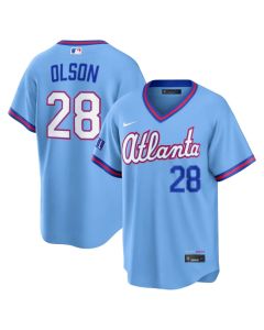 Youth Atlanta Braves #28 Matt Olson Powder Blue 2026 City Connect Stitched Jersey (Blue)
