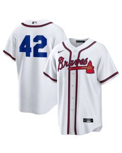 Youth Atlanta Braves #42 Jackie Robinson Nike White Home 2025 Jackie Robinson Day Replica Jersey (White)