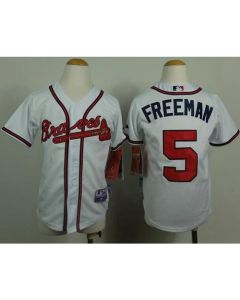 Youth Atlanta Braves #5 Freddie Freeman White Cool Base Stitched MLB Jersey