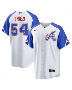 Youth Atlanta Braves #54 Max Fried White 2023 City Connect Stitched Baseball Jersey