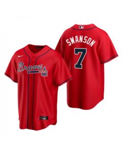 Youth Atlanta Braves #7 Dansby Swanson Red Cool Base Stitched Jersey
