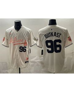 Youth Atlanta Braves #96 OutKast Cream 2024 Atliens & Peach With Outkast Patch Vapor Limited Jersey (Cream)