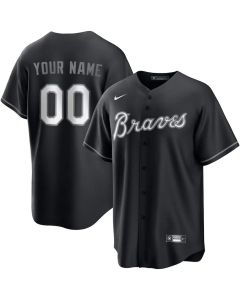 Youth Atlanta Braves Custom Black Lights Out Replica Jersey (Black)