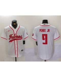 Youth Atlanta Falcons #9 Michael Penix Jr. White With Patch Cool Base Jersey