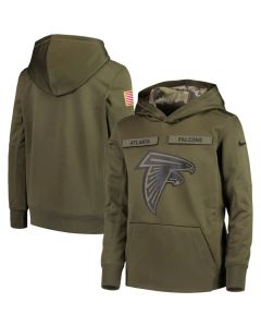 Youth Atlanta Falcons Olive Salute to Service Pullover Performance NFL Hoodie