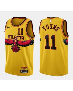 Youth Atlanta Hawks #11 Trae Young 2021 Gold City Edition Stitched NBA Jersey