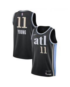 Youth Atlanta Hawks #11 Trae Young 2023/24 Black City Edition Stitched Jersey