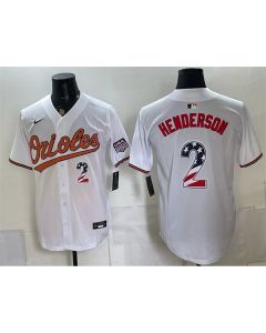 Youth Baltimore Orioles #2 Gunnar Henderson White USA 250 Fourth of July Home Baseball Jersey