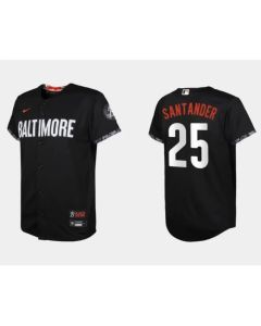 Youth Baltimore Orioles #25 Anthony Santander Black 2023 City Connect Stitched Baseball Jersey
