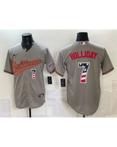 Youth Baltimore Orioles #7 Jackson Holliday Grey USA 250 Fourth of July Home Baseball Jersey