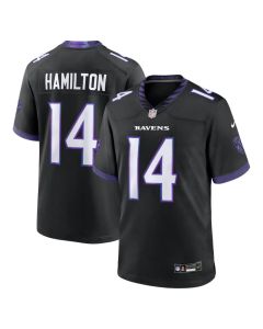 Youth Baltimore Ravens #14 Kyle Hamilton Black Alternate Game Jersey