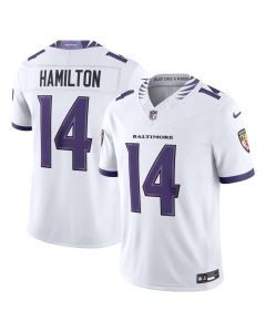 Youth Baltimore Ravens #14 Kyle Hamilton Nike White Vapor F.U.S.E. Sewn Down Limited Jersey (White)