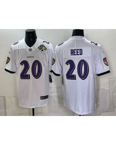 Youth Baltimore Ravens #20 Ed Reed 2021 White With Patch Vapor Limited Jersey