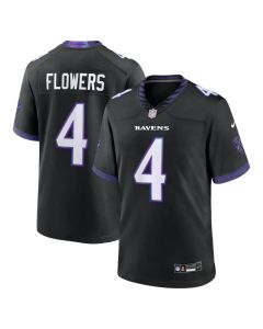 Youth Baltimore Ravens #4 Zay Flowers Black Alternate Game Jersey