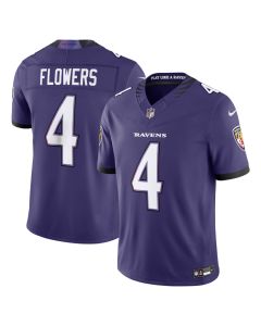 Youth Baltimore Ravens #4 Zay Flowers Nike Purple Vapor F.U.S.E. Sewn Down Limited Jersey (Purple)