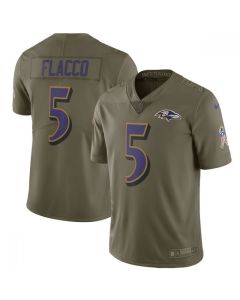 Youth Baltimore Ravens #5 Joe Flacco Olive Salute to Service Limited Stitched NFL Jersey