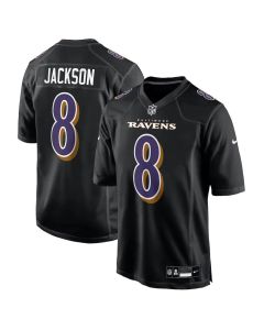 Youth Baltimore Ravens #8 Lamar Jackson Carbon Black Fashion Game Jersey (Black)