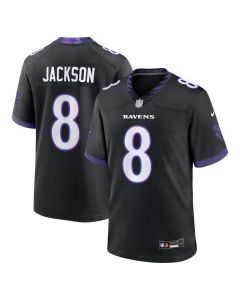 Youth Baltimore Ravens #8 Lamar Jackson Nike Black Alternate Game Jersey (Black)
