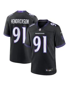 Youth Baltimore Ravens #91 Trey Hendrickson Black Alternate Game Jersey