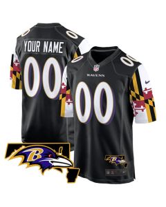 Youth Baltimore Ravens Active Player Custom Black Maryland Flag Vapor Limited Football Game Jersey