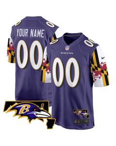 Youth Baltimore Ravens Active Player Custom Purple Maryland Flag Vapor Limited Football Game Jersey