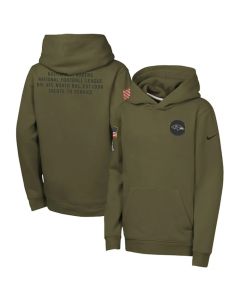 Youth Baltimore Ravens Olive 2025 Salute to Service Club Fleece Hoodie (Olive)