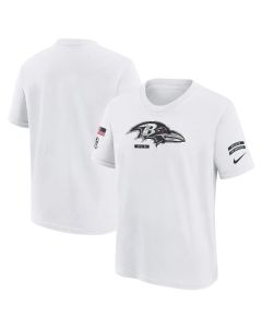 Youth Baltimore Ravens White 2024 Salute To Service T-Shirt (White)