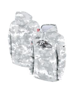 Youth Baltimore Ravens White/Gray 2024 Salute To Service Pullover Hoodie (White Gray)
