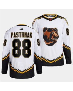Youth Boston Bruins #88 David Pastrnak White 2022-23 Reverse Retro Stitched Jersey