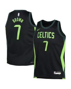 Youth Boston Celtics #7 Jaylen Brown Black 2024/25 Swingman City Edition Player Jersey (Black Brown)
