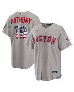 Youth Boston Red Sox #19 Roman Anthony Gray USA 250 Fourth of July Road Stadium Jersey