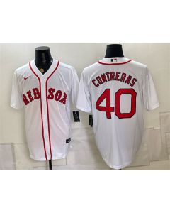 Youth Boston Red Sox #40 Willson Contreras White Cool Base Jersey (Red White)