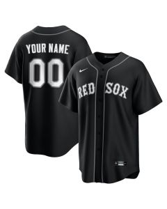 Youth Boston Red Sox Custom Black Lights Out Replica Jersey (Red Black)