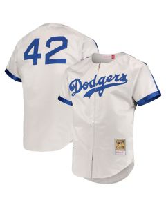 Youth Brooklyn Dodgers #42 Jackie Robinson Gray Cooperstown Collection Authentic Jersey (Gray)