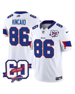 Youth Buffalo Bills #86 Dalton Kincaid White 60th Anniversary Patch Vapor F.U.S.E. Limited Jersey (White)