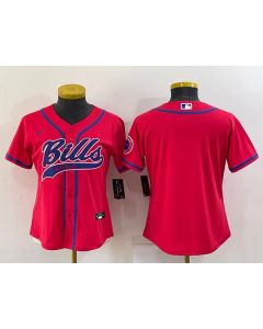 Youth Buffalo Bills Blank Red With Patch Cool Base Stitched Baseball Jersey