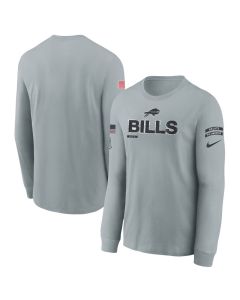 Youth Buffalo Bills Gray 2024 Salute To Service Long Sleeve T-Shirt (Gray)