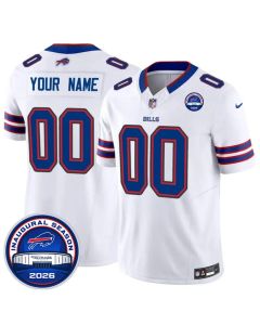 Youth Buffalo Bills White 2026 Inaugural Season at Highmark Stadium Patch Vapor F.U.S.E. Limited Custom Jersey (White)