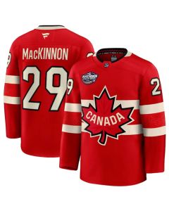 Youth Canada #29 Nathan MacKinnon Red 2025 4 Nations Face-Off Premium Stitched Jersey (Red)