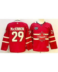 Youth Canada #29 Nathan MacKinnon Red 2025 4 Nations Face-Off Premium Stitched Jersey