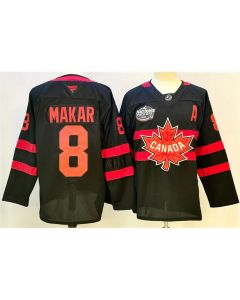 Youth Canada #8 Cale Makar Black 2025 4 Nations Face-Off Premium With A Patch Stitched Jersey