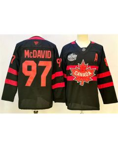 Youth Canada #97 Connor McDavid Black 2025 4 Nations Face-Off Premium With A Patch Stitched Jersey