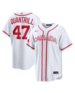 Youth Canada Baseball #47 Cal Quantrill White 2026 World Baseball Classic Home Stadium Jersey (White)