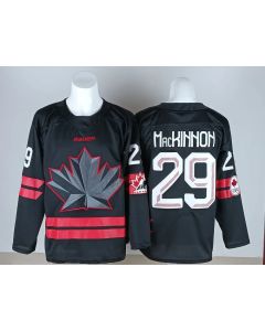 Youth Canada Hockey #29 Nathan MacKinnon Black 2026 Away Replica Jersey