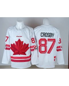 Youth Canada Hockey #87 Sidney Crosby White 2026 Away Replica Jersey