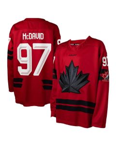 Youth Canada Hockey #97 Connor McDavid Red 2026 Away Replica Jersey (Red)