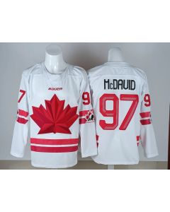 Youth Canada Hockey #97 Connor McDavid White 2026 Away Replica Jersey
