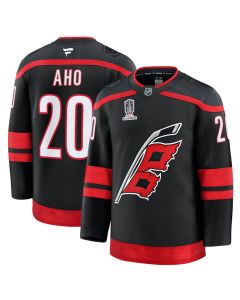 Youth Carolina Hurricanes #20 Sebastian Aho Black 2026 Stanley Cup Champions Home Premium Patch Jersey